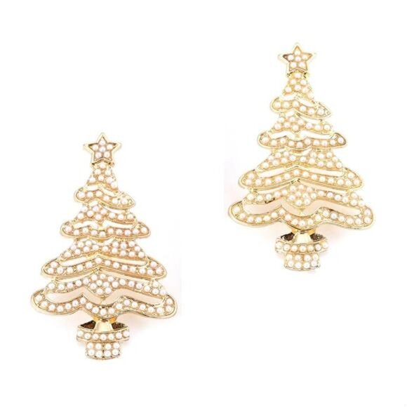 Christmas Tree Rhinestone Earrings - Picture 3 of 7